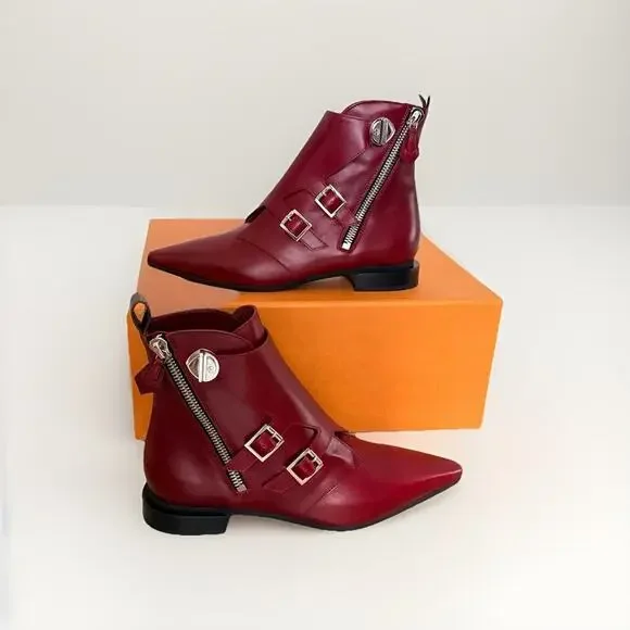 Louis Vuitton Jumble Flat Ankle Boot Size 38 7 7.5 Pointed Toe Leather NIB New - Picture 1 of 16